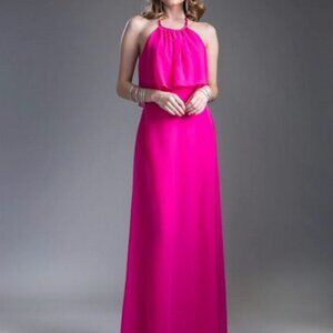 Cinderella Divine Fuchsia Halter Spaghetti Strap Chiffon Dress